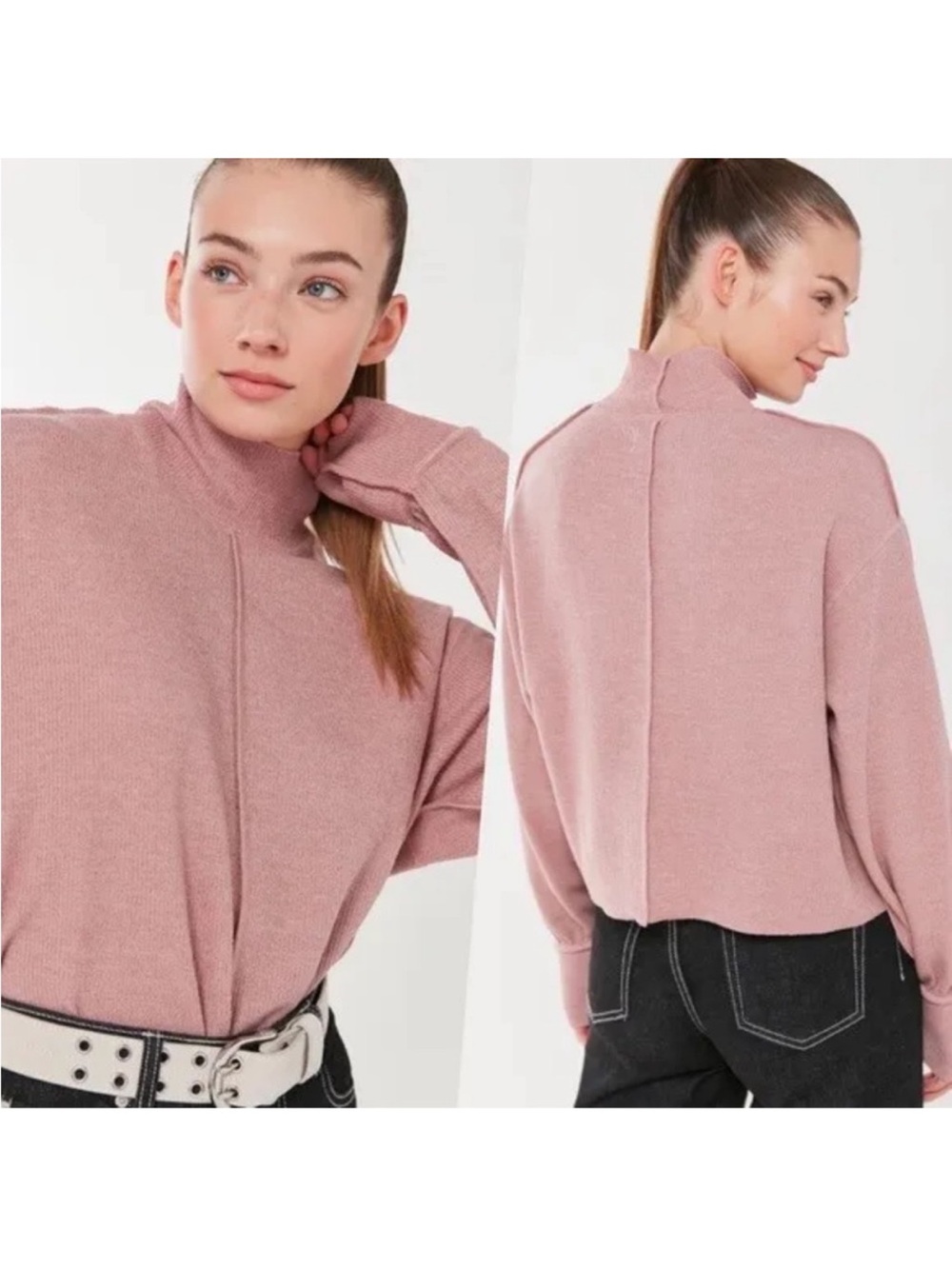 $8 if bundled URBAN OUTFITTERS Charlie Sweater Sz L Rose Pink Slouchy Turtleneck